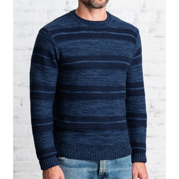 Line Of Trade Knit Crew Neck Division Sweater Pullover Mens Size Large Navy New - Picture 2 of 12